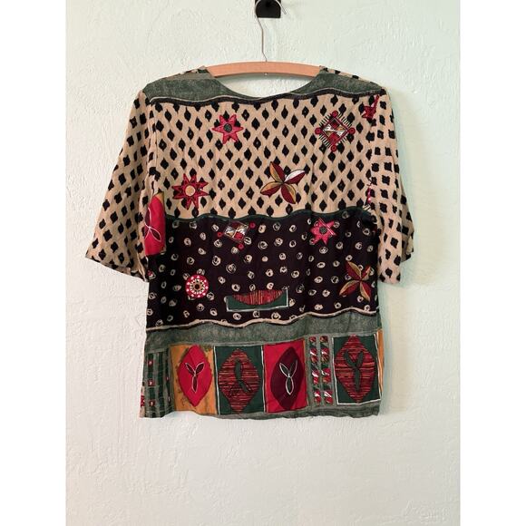 Vintage Fritzi Of California Women’s Small Floral Printed Blouse 18” PTP - Picture 3 of 3